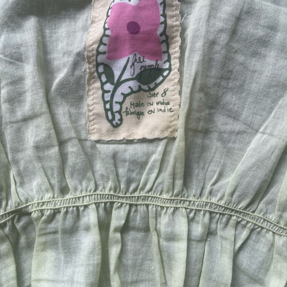 Vintage Free People Button Down Tank Top w Embroidered Buttons in Light Green - Picture 6 of 7